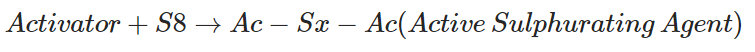 vulcanizing activator reacts with the S8 ring