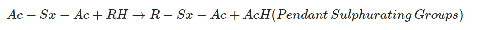 Active sulphurating agent reacts with natural rubber chains