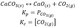 Calcium carbonate dissociation - CaCO3 = CaO + CO2