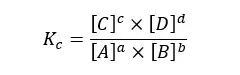 the equilibrium constant (Kc) for concentration