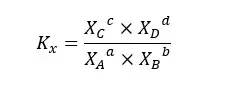 the equilibrium constant (Kx) for mole fraction