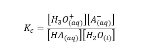 Equilibrium constant for dissociation of weak acid