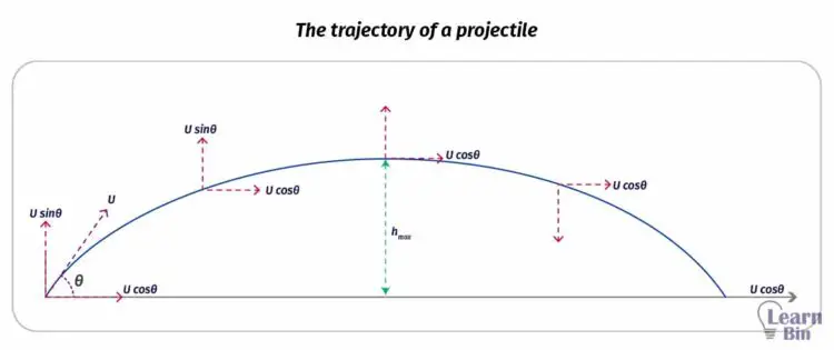 The trajectory of a projectile