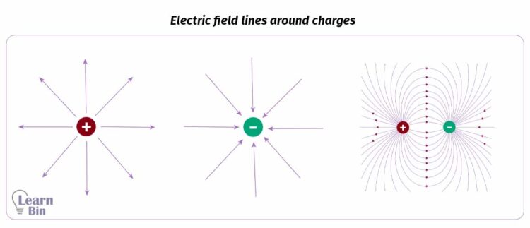 Electric field lines around charges
