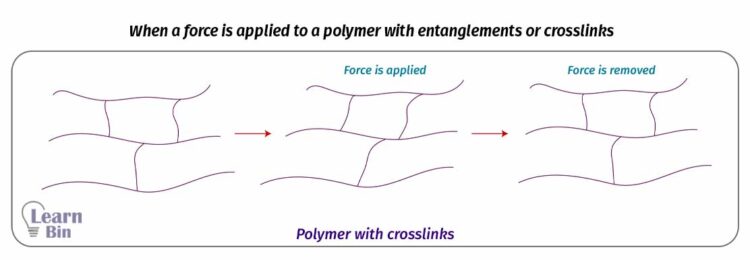 When a force is applied to a polymer with entanglements or crosslinks