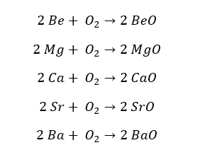 Group II elements reactions with oxygen 