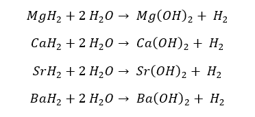 Hydrides of Group II elements reactions with water 