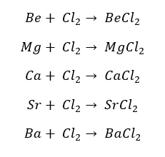 Group II elements reactions with chorine