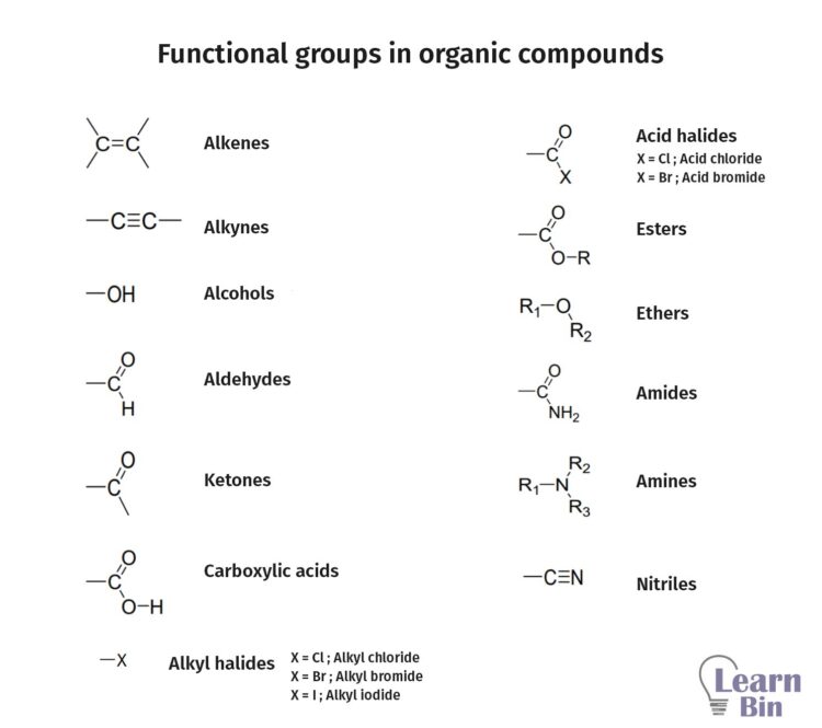 Functional groups in organic compounds