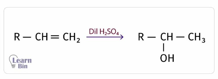 Reaction of alkenes with dilute sulfuric acid (H2SO4)